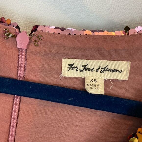 For Love & Lemons Sparklers pink & yellow Sequin Mini party Dress - Picture 4 of 6